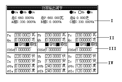 三相程控精密测试电源功率输出界面